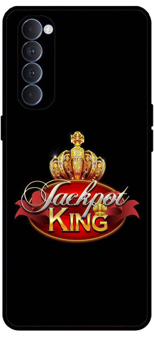 Jackpot King Unbreakable Metal Back Case Mobile Cover with 4 Side Protection and Soft TPU Sides for Oppo Reno pro