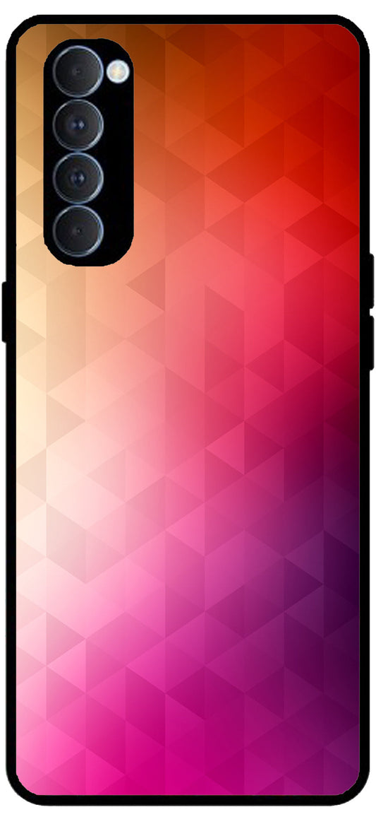 Plain Pink Orange Printed Unbreakable Metal Back Case Mobile Cover with 4 Side Protection and Soft TPU Sides for RENO4 PRO