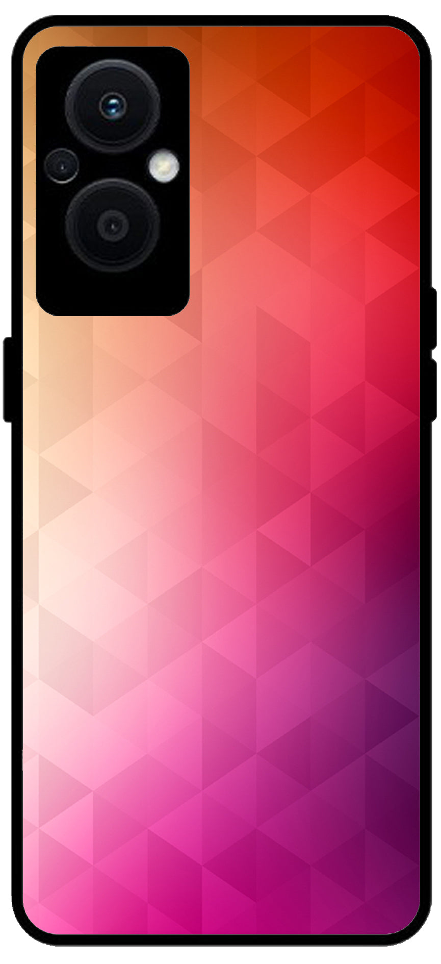 Plain Pink Orange Printed Unbreakable Metal Back Case Mobile Cover with 4 Side Protection and Soft TPU Sides for OPPO F21 PRO 5G