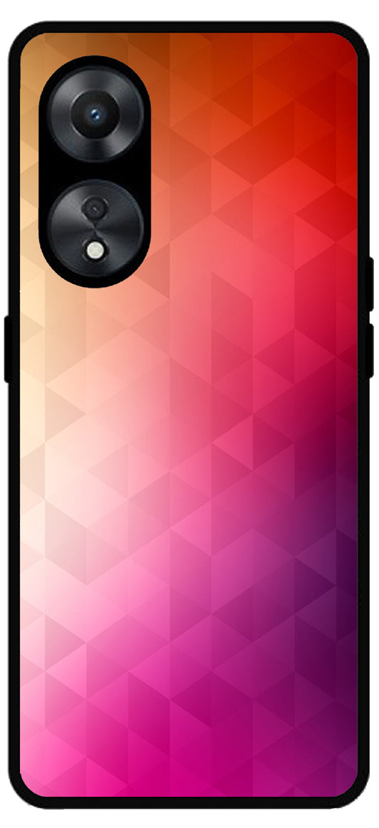 Plain Pink Orange Printed Unbreakable Metal Back Case Mobile Cover with 4 Side Protection and Soft TPU Sides for Oppo a78 5g