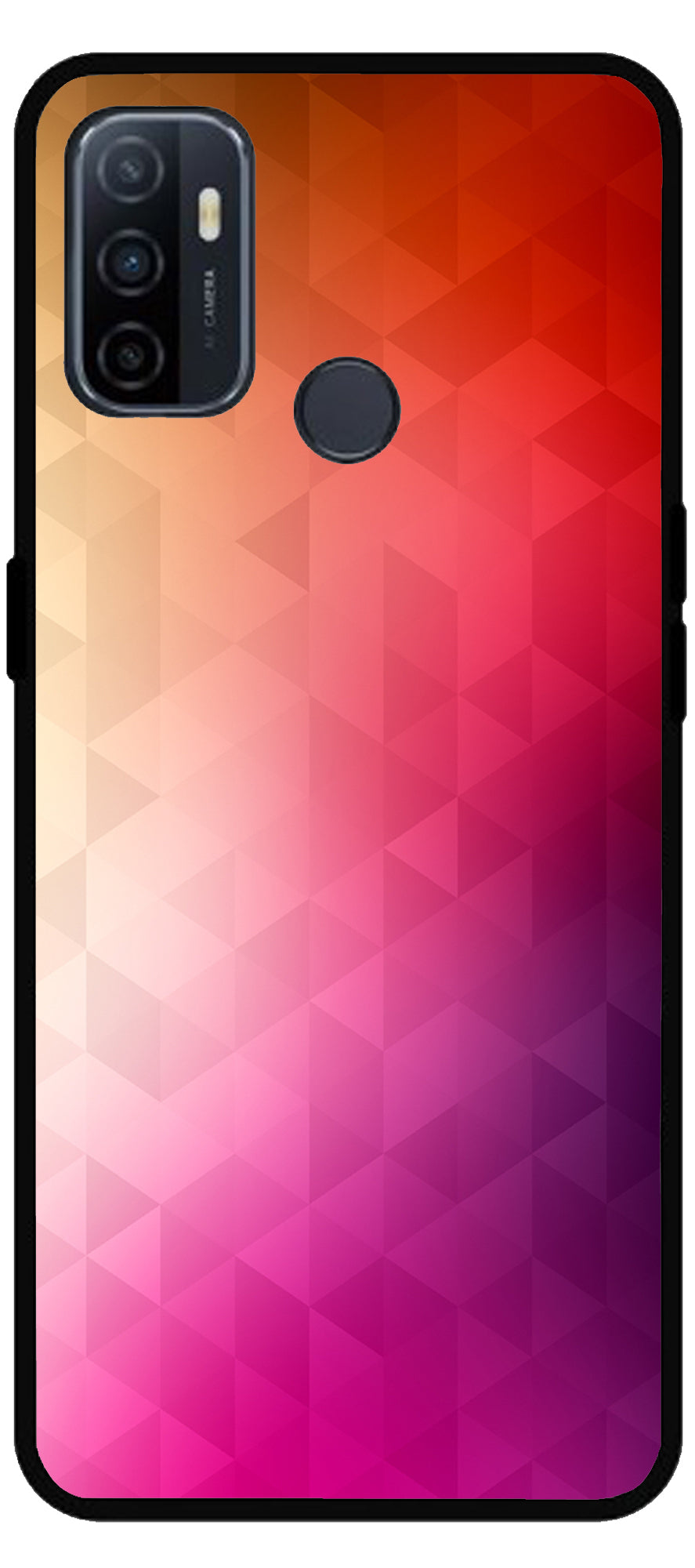 Plain Pink Orange Printed Unbreakable Metal Back Case Mobile Cover with 4 Side Protection and Soft TPU Sides for Oppo A53