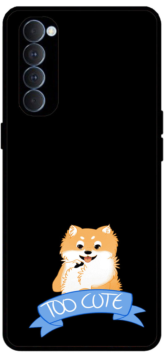 Too Cute Doggie Unbreakable Metal Back Case Mobile Cover with 4 Side Protection and Soft TPU Sides for RENO4 PRO