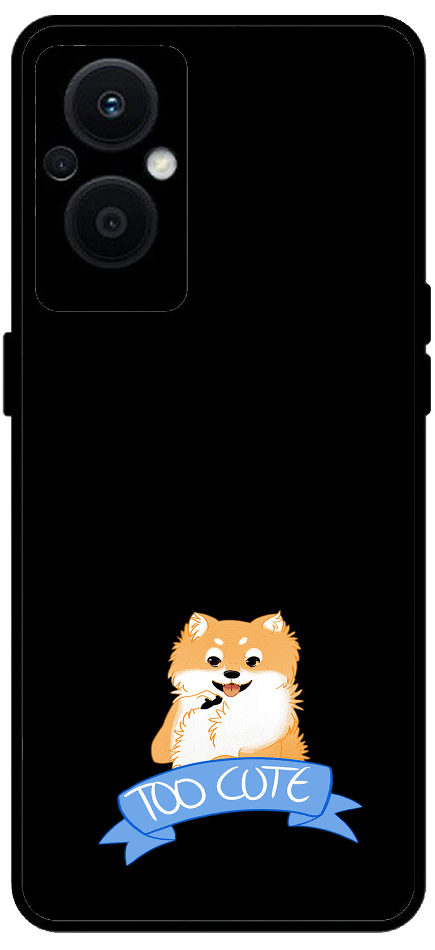 Too Cute Doggie Unbreakable Metal Back Case Mobile Cover with 4 Side Protection and Soft TPU Sides for OPPO F21 PRO 5G