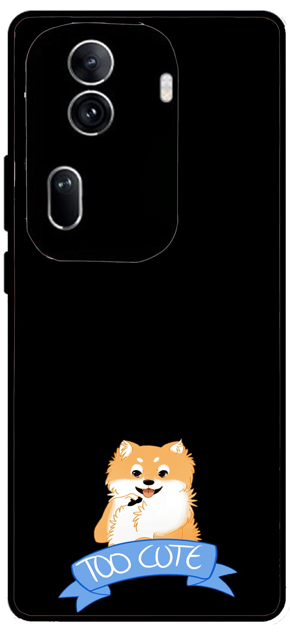 Too Cute Doggie Unbreakable Metal Back Case Mobile Cover with 4 Side Protection and Soft TPU Sides for Oppo Reno 11 pro