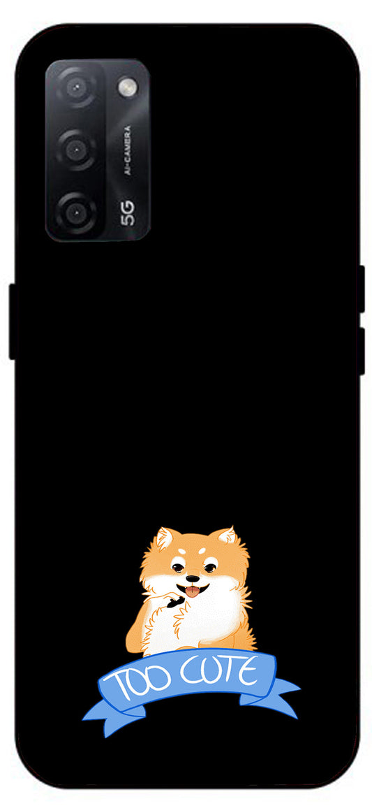 Too Cute Doggie Unbreakable Metal Back Case Mobile Cover with 4 Side Protection and Soft TPU Sides for Oppo A53s 5G