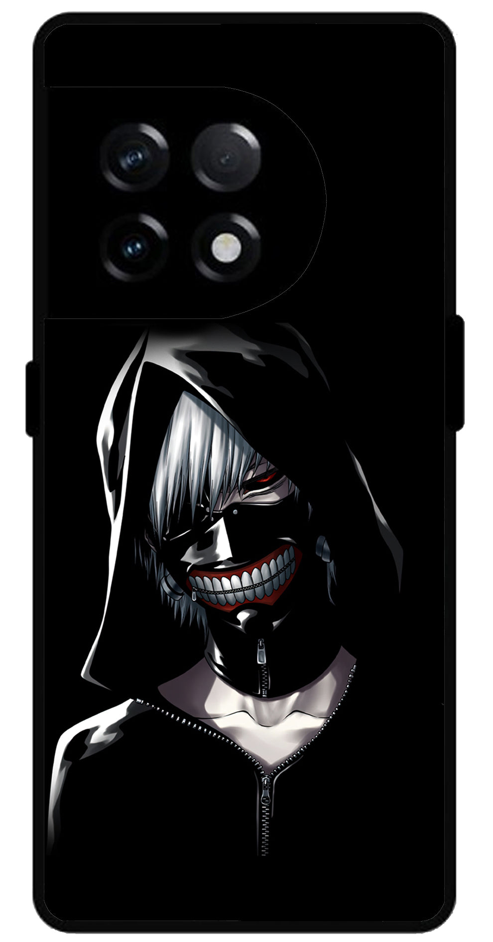 Ghost Face Black Unbreakable Metal Back Case Mobile Cover with 4 Side Protection and Soft TPU Sides for OnePlus 11R