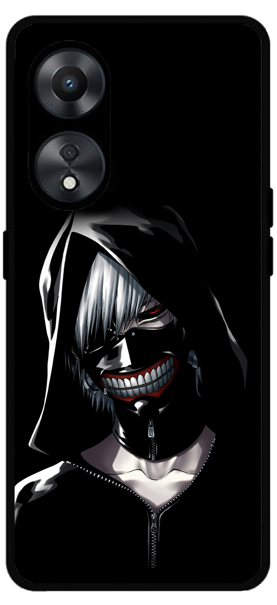 Ghost Face Black Unbreakable Metal Back Case Mobile Cover with 4 Side Protection and Soft TPU Sides for Oppo a78 5g