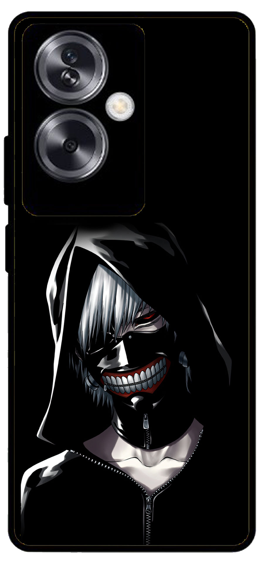 Ghost Face Black Unbreakable Metal Back Case Mobile Cover with 4 Side Protection and Soft TPU Sides for Oppo A79 NEW