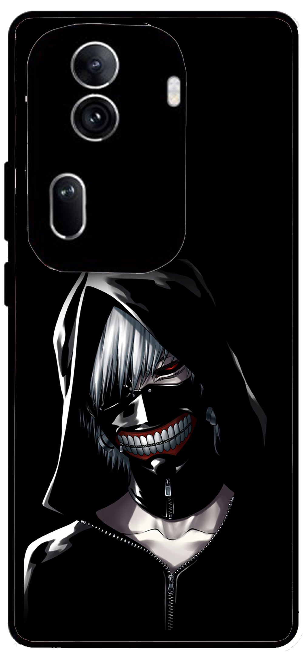 Ghost Face Black Unbreakable Metal Back Case Mobile Cover with 4 Side Protection and Soft TPU Sides for Oppo Reno 11 pro