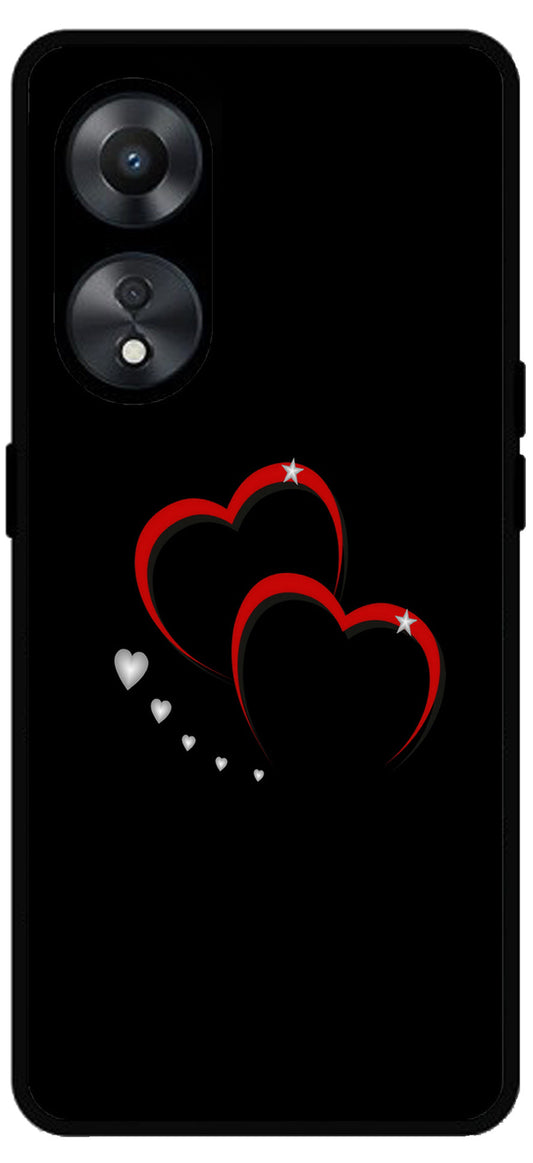 Red Hearts Printed Unbreakable Metal Back Case Mobile Cover with 4 Side Protection and Soft TPU Sides for Oppo a78 5g