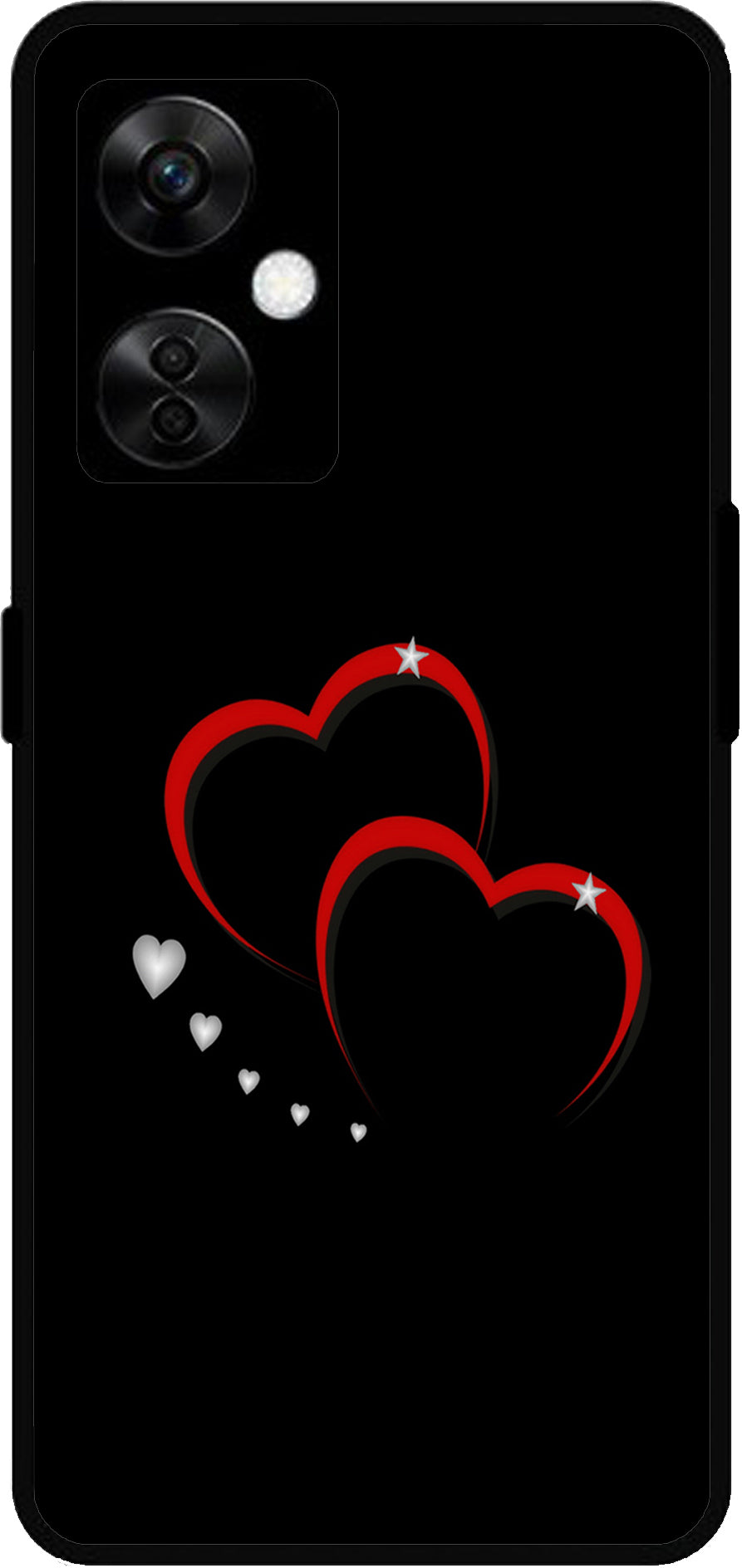 Red Hearts Printed Unbreakable Metal Back Case Mobile Cover with 4 Side Protection and Soft TPU Sides for OnePlus Nord CE3 Lite