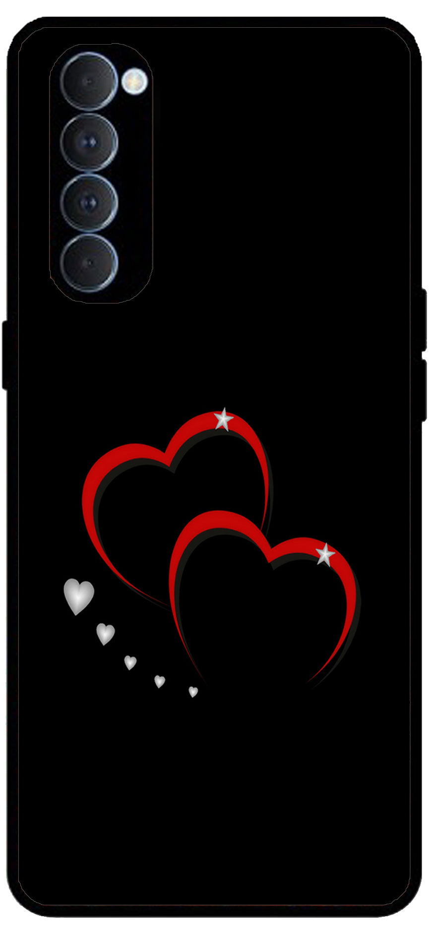 Red Hearts Printed Unbreakable Metal Back Case Mobile Cover with 4 Side Protection and Soft TPU Sides for RENO4 PRO