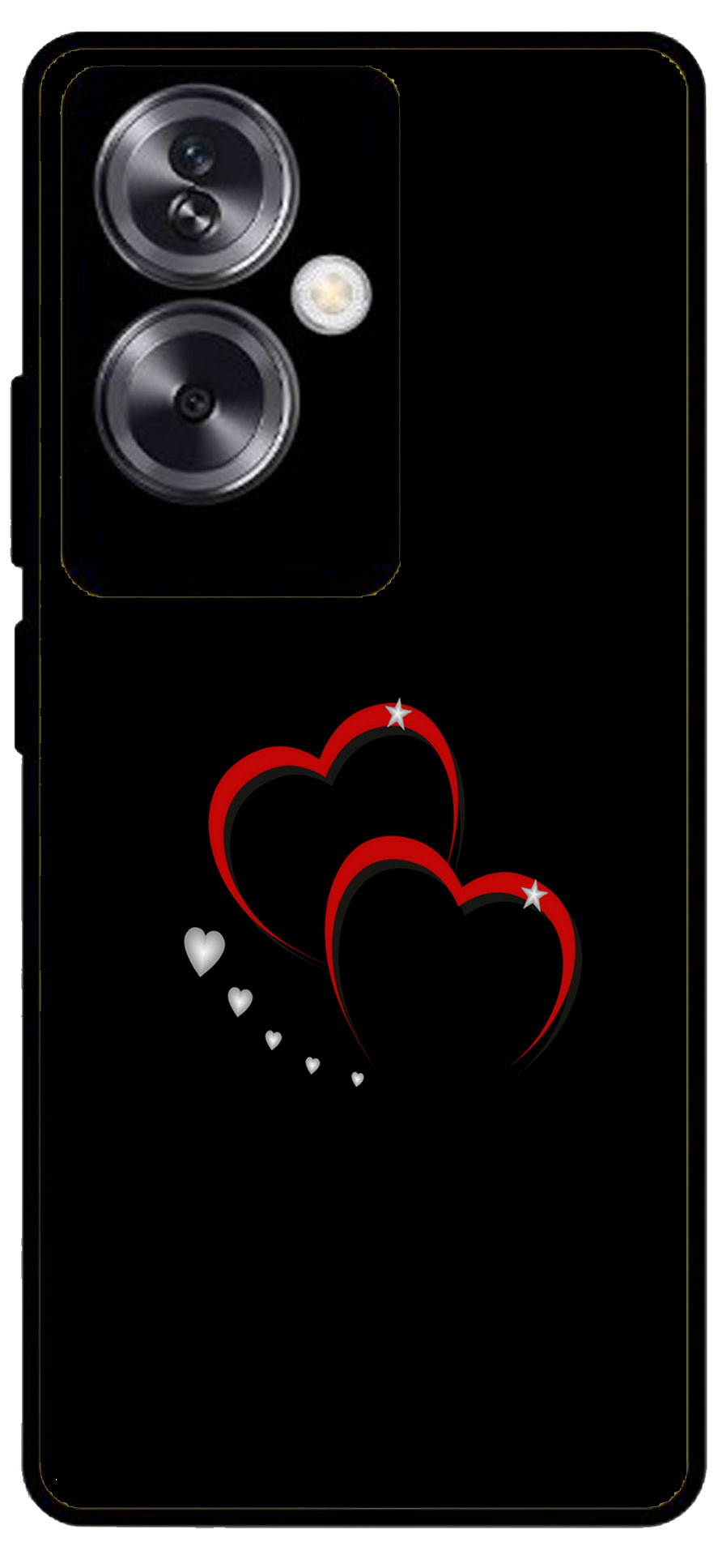 Red Hearts Printed Unbreakable Metal Back Case Mobile Cover with 4 Side Protection and Soft TPU Sides for Oppo A79 NEW