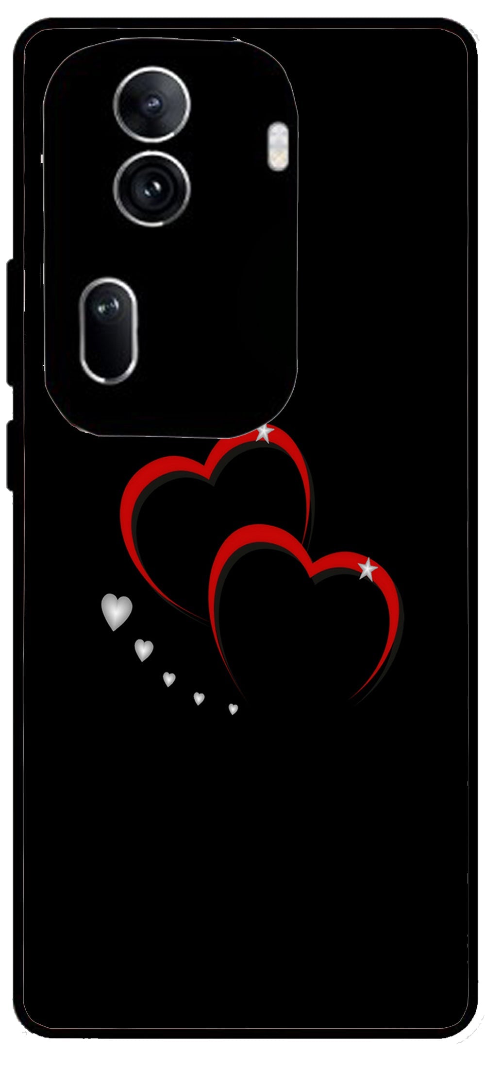 Red Hearts Printed Unbreakable Metal Back Case Mobile Cover with 4 Side Protection and Soft TPU Sides for Oppo Reno 11 pro