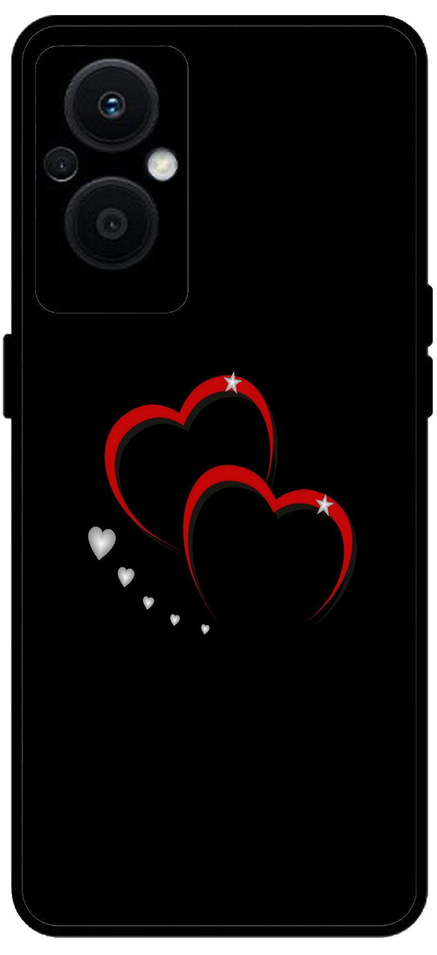 Red Hearts Printed Unbreakable Metal Back Case Mobile Cover with 4 Side Protection and Soft TPU Sides for OPPO F21 PRO 5G