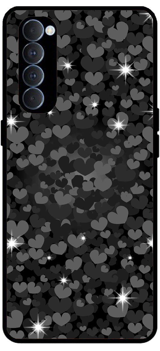 Little Hearts Unbreakable Metal Back Case Mobile Cover with 4 Side Protection and Soft TPU Sides for RENO4 PRO