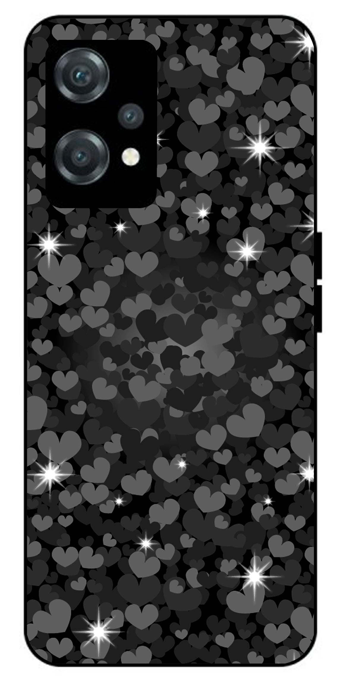 Little Hearts Unbreakable Metal Back Case Mobile Cover with 4 Side Protection and Soft TPU Sides for oneplus nord ce 2 lite 5g