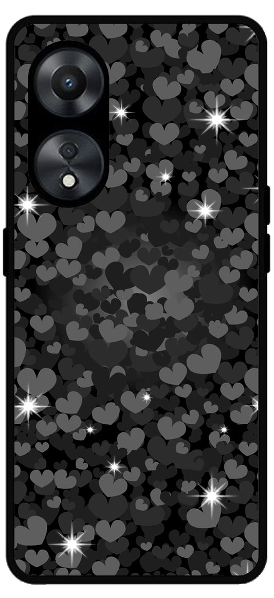 Little Hearts Unbreakable Metal Back Case Mobile Cover with 4 Side Protection and Soft TPU Sides for Oppo a78 5g