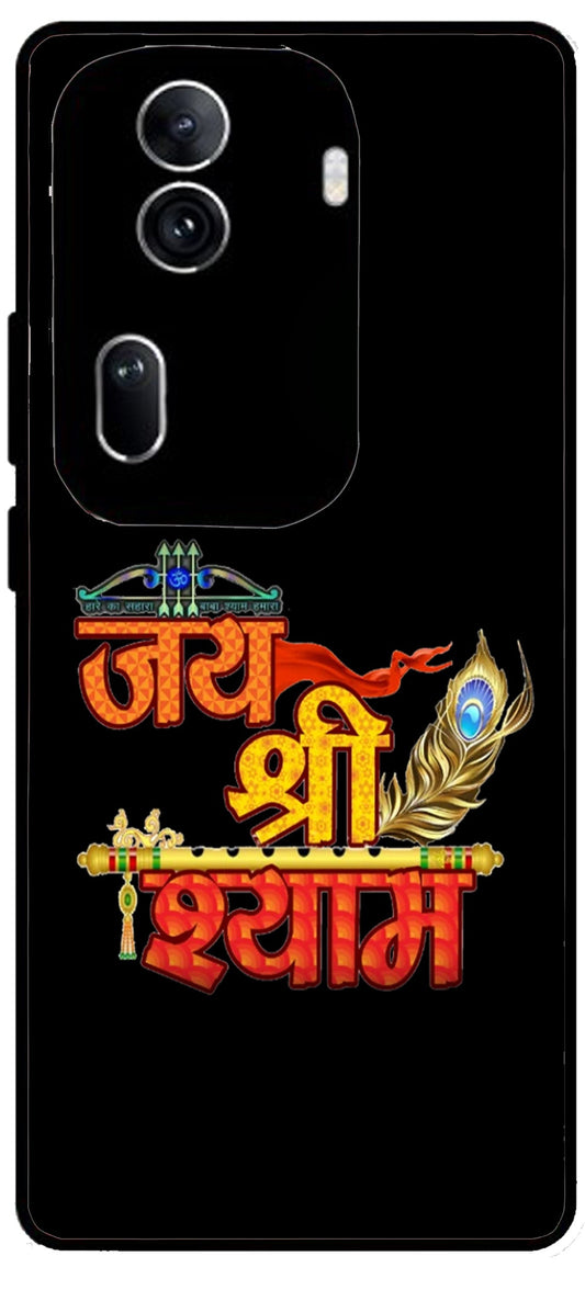 Jai Shree Shyam Unbreakable Metal Back Case Mobile Cover with 4 Side Protection and Soft TPU Sides for Oppo Reno 11 pro