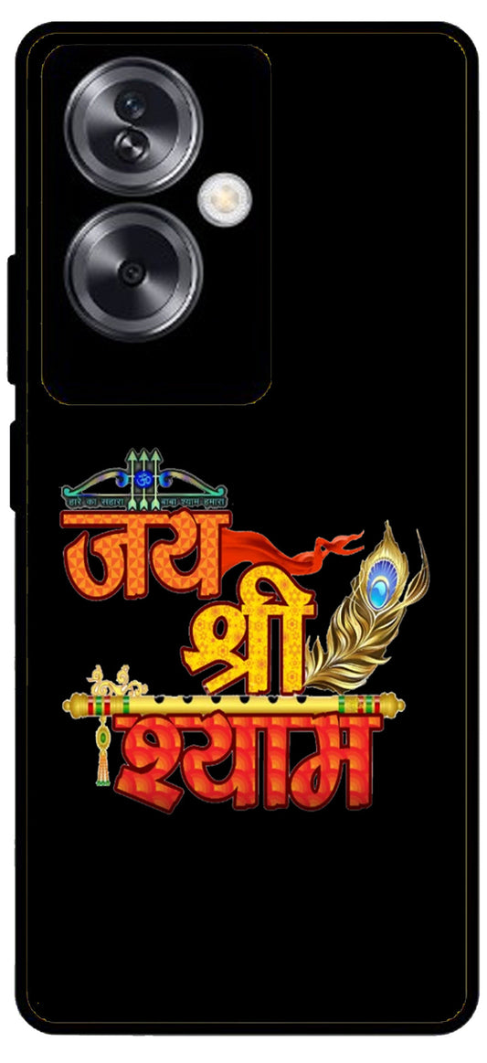 Jai Shree Shyam Unbreakable Metal Back Case Mobile Cover with 4 Side Protection and Soft TPU Sides for Oppo A79 NEW