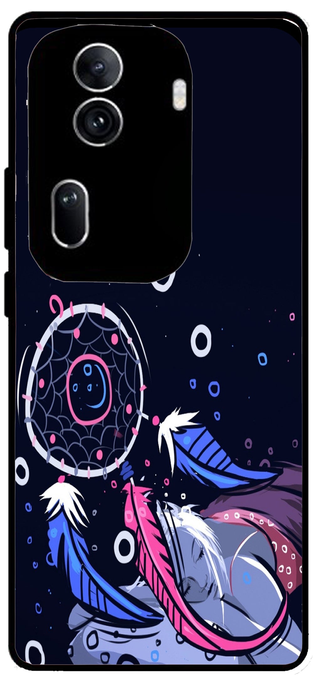 Sleeping Girl Unbreakable Metal Back Case Mobile Cover with 4 Side Protection and Soft TPU Sides for Oppo Reno 11 pro