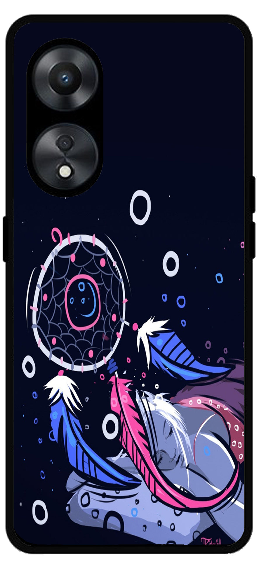 Sleeping Girl Unbreakable Metal Back Case Mobile Cover with 4 Side Protection and Soft TPU Sides for Oppo a78 5g