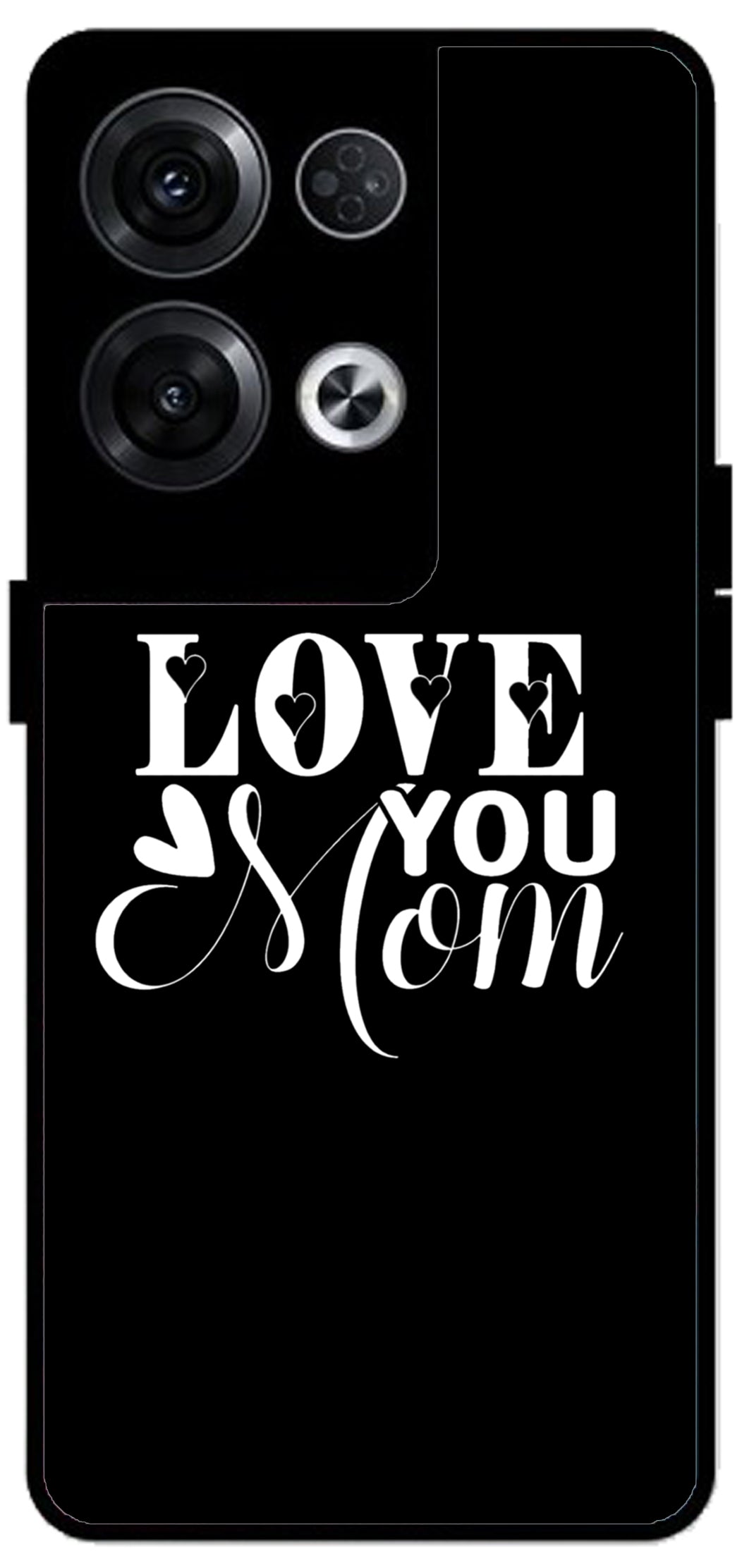 Love You Mom Unbreakable Metal Back Case Mobile Cover with 4 Side Protection and Soft TPU Sides for Oppo Reno 8 Pro 5G 2D