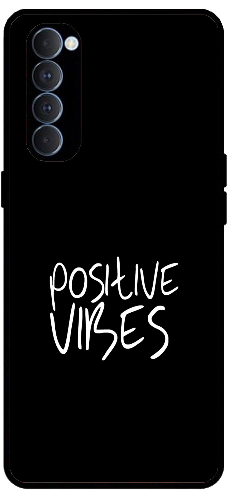 Positive Vibes Unbreakable Metal Back Case Mobile Cover with 4 Side Protection and Soft TPU Sides for Oppo Reno pro