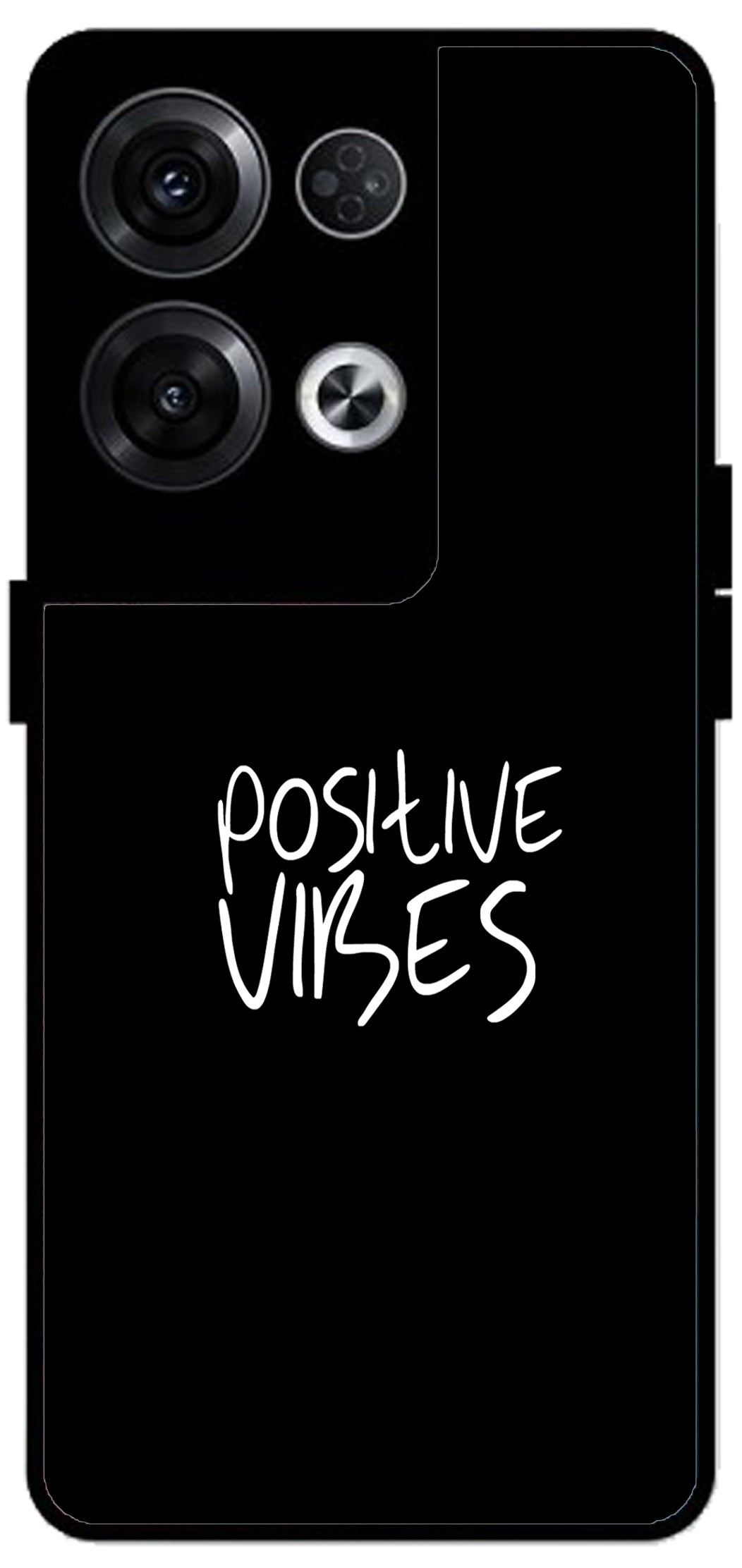 Positive Vibes Unbreakable Metal Back Case Mobile Cover with 4 Side Protection and Soft TPU Sides for Oppo Reno 8 Pro 5G 2D