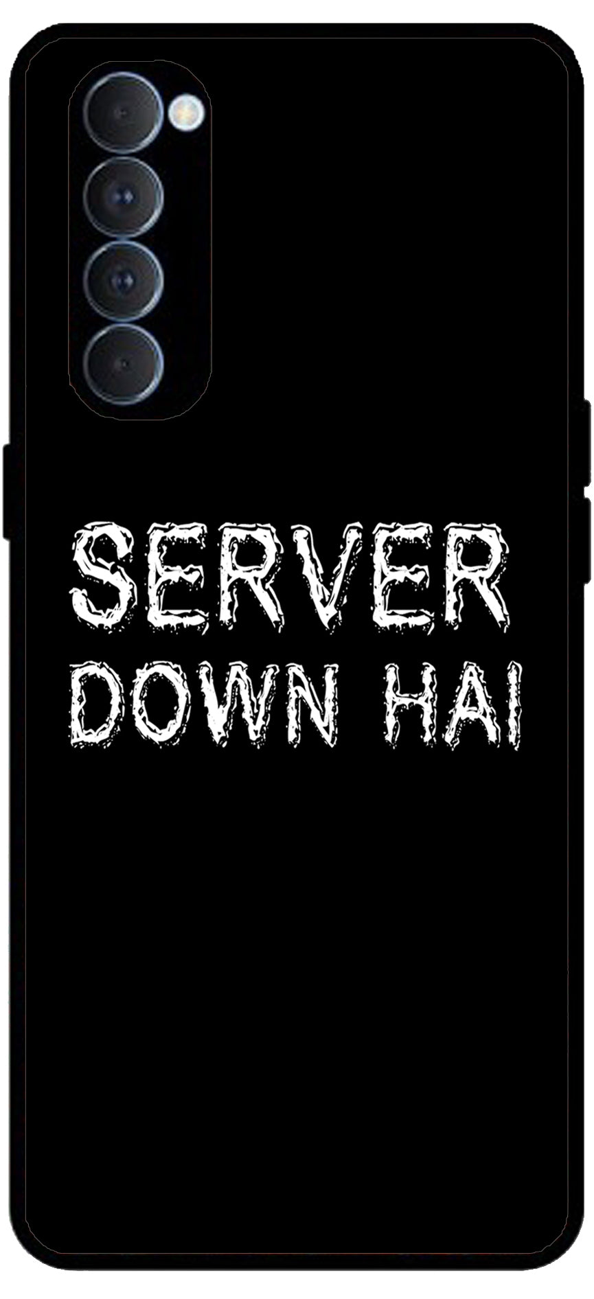 Server Down Hai Unbreakable Metal Back Case Mobile Cover with 4 Side Protection and Soft TPU Sides for Oppo Reno pro