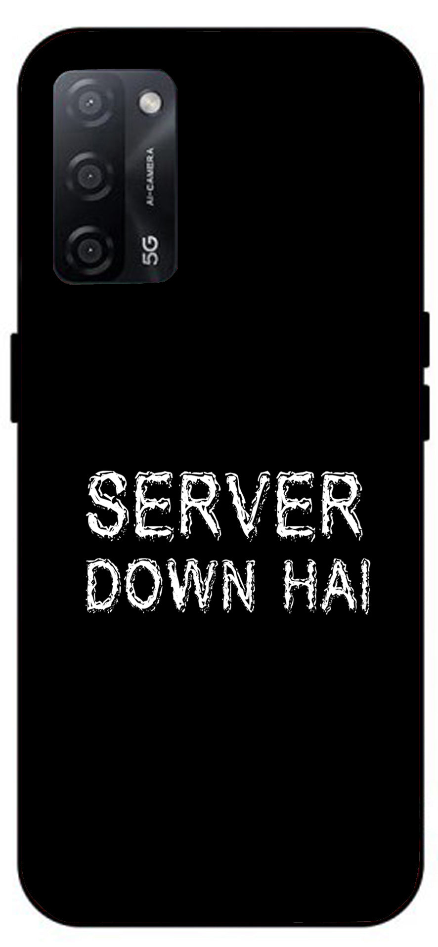 Server Down Hai Unbreakable Metal Back Case Mobile Cover with 4 Side Protection and Soft TPU Sides for Oppo A53s 5G