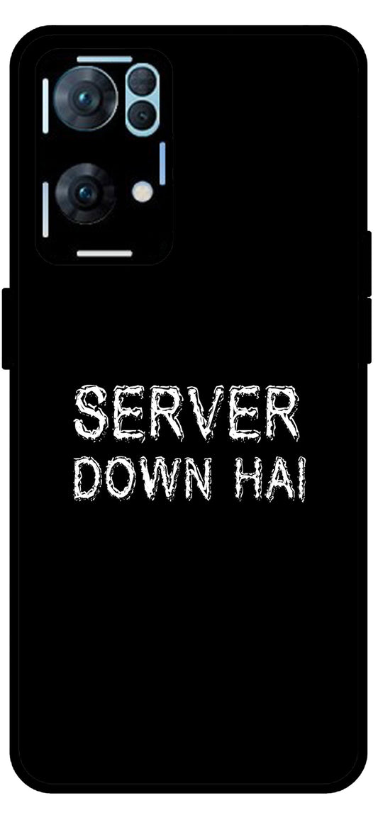 Server Down Hai Unbreakable Metal Back Case Mobile Cover with 4 Side Protection and Soft TPU Sides for Oppo Reno 7 Pro 5G