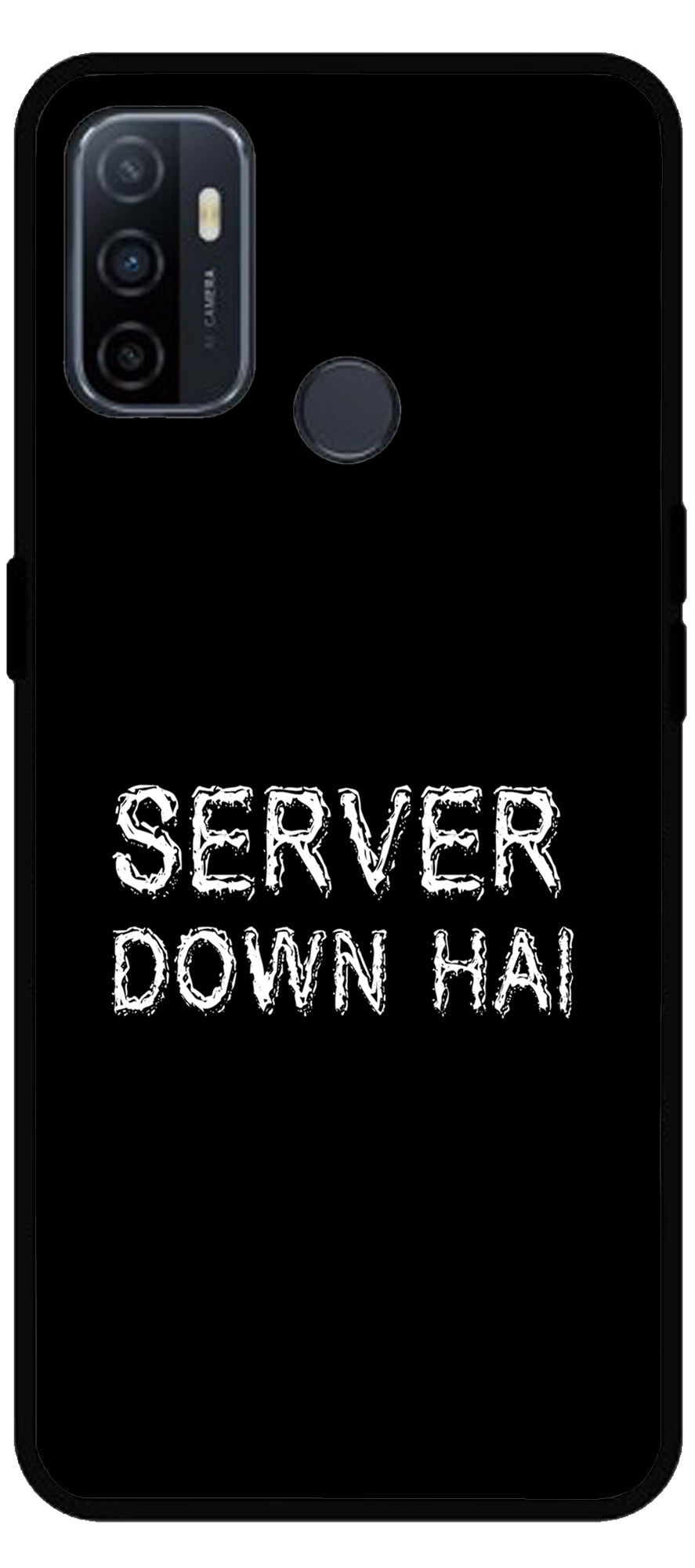 Server Down Hai Unbreakable Metal Back Case Mobile Cover with 4 Side Protection and Soft TPU Sides for Oppo A53