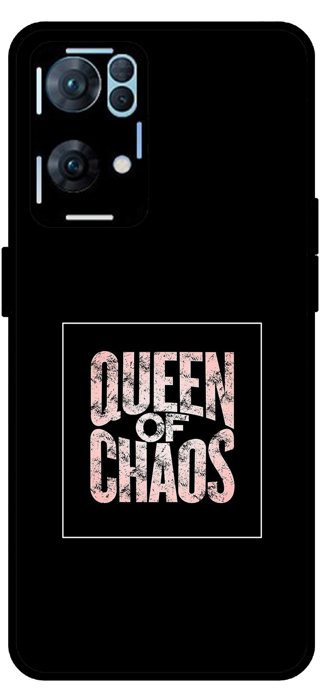 Queen of Chaos Unbreakable Metal Back Case Mobile Cover with 4 Side Protection and Soft TPU Sides for Oppo Reno 7 Pro 5G