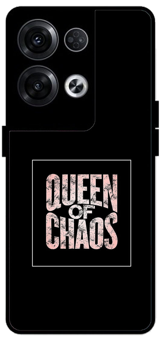 Queen of Chaos Unbreakable Metal Back Case Mobile Cover with 4 Side Protection and Soft TPU Sides for Oppo Reno 8 Pro 5G 2D