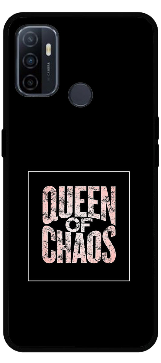 Queen of Chaos Unbreakable Metal Back Case Mobile Cover with 4 Side Protection and Soft TPU Sides for Oppo A53