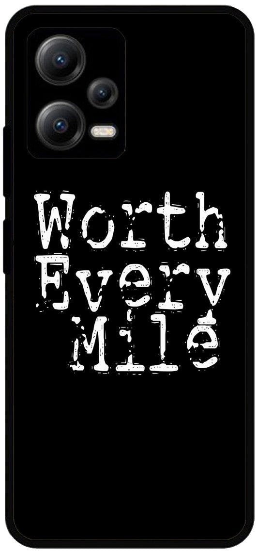 Worth Every Mile Unbreakable Metal Back Case Mobile Cover with 4 Side Protection and Soft TPU Sides for Redmi note 12 5G