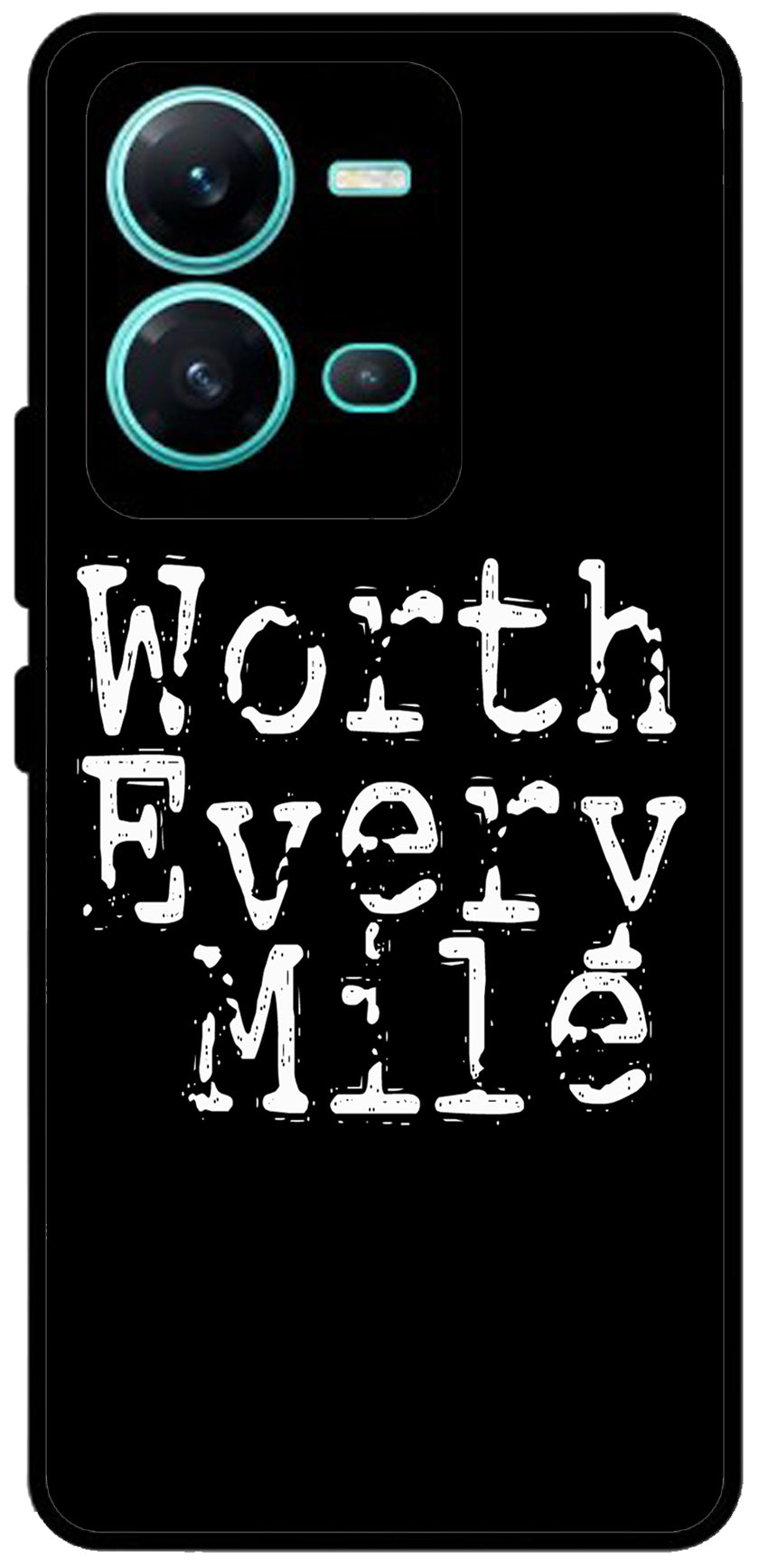 Worth Every Mile Unbreakable Metal Back Case Mobile Cover with 4 Side Protection and Soft TPU Sides for Vivo V25 2D