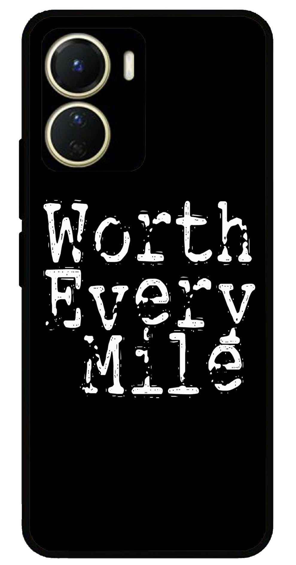 Worth Every Mile Unbreakable Metal Back Case Mobile Cover with 4 Side Protection and Soft TPU Sides for Vivo Y16