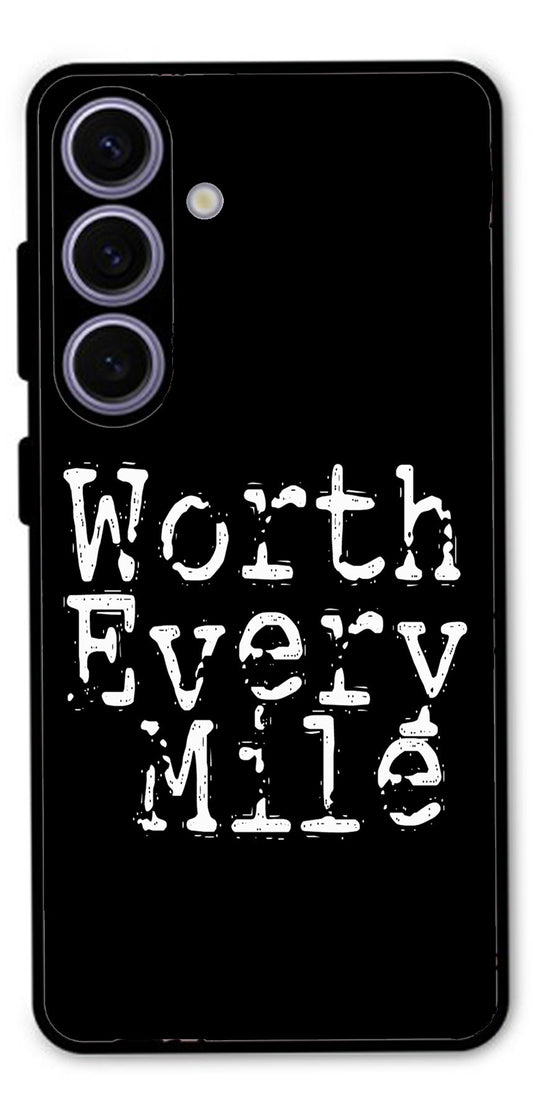 Worth Every Mile Unbreakable Metal Back Case Mobile Cover with 4 Side Protection and Soft TPU Sides for Samsung s24