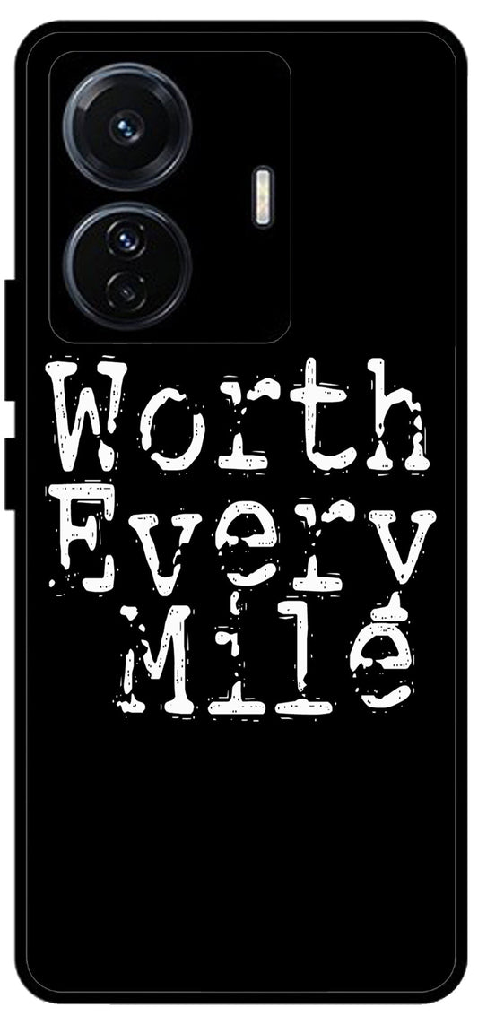 Worth Every Mile Unbreakable Metal Back Case Mobile Cover with 4 Side Protection and Soft TPU Sides for Vivo T1 Pro