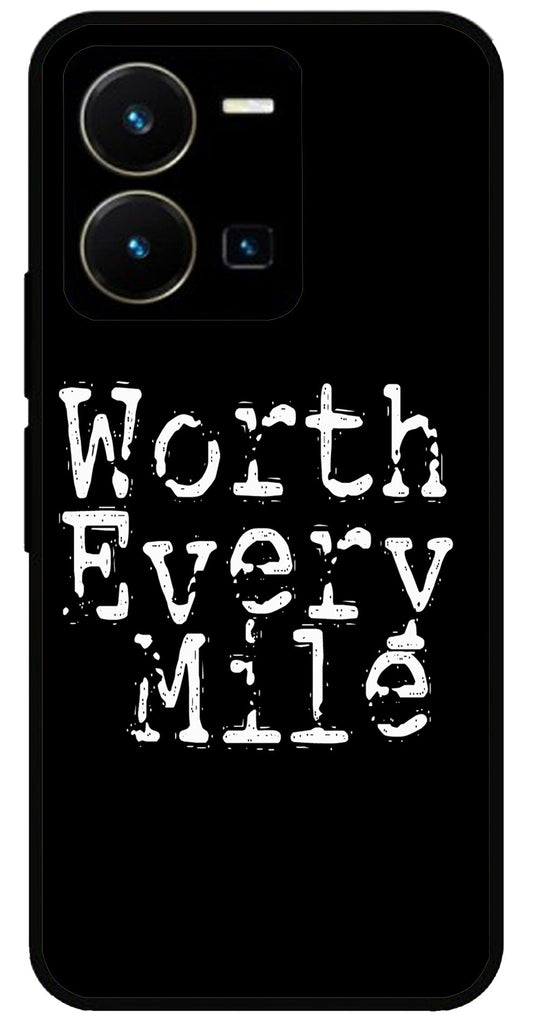 Worth Every Mile Unbreakable Metal Back Case Mobile Cover with 4 Side Protection and Soft TPU Sides for VIVO Y35