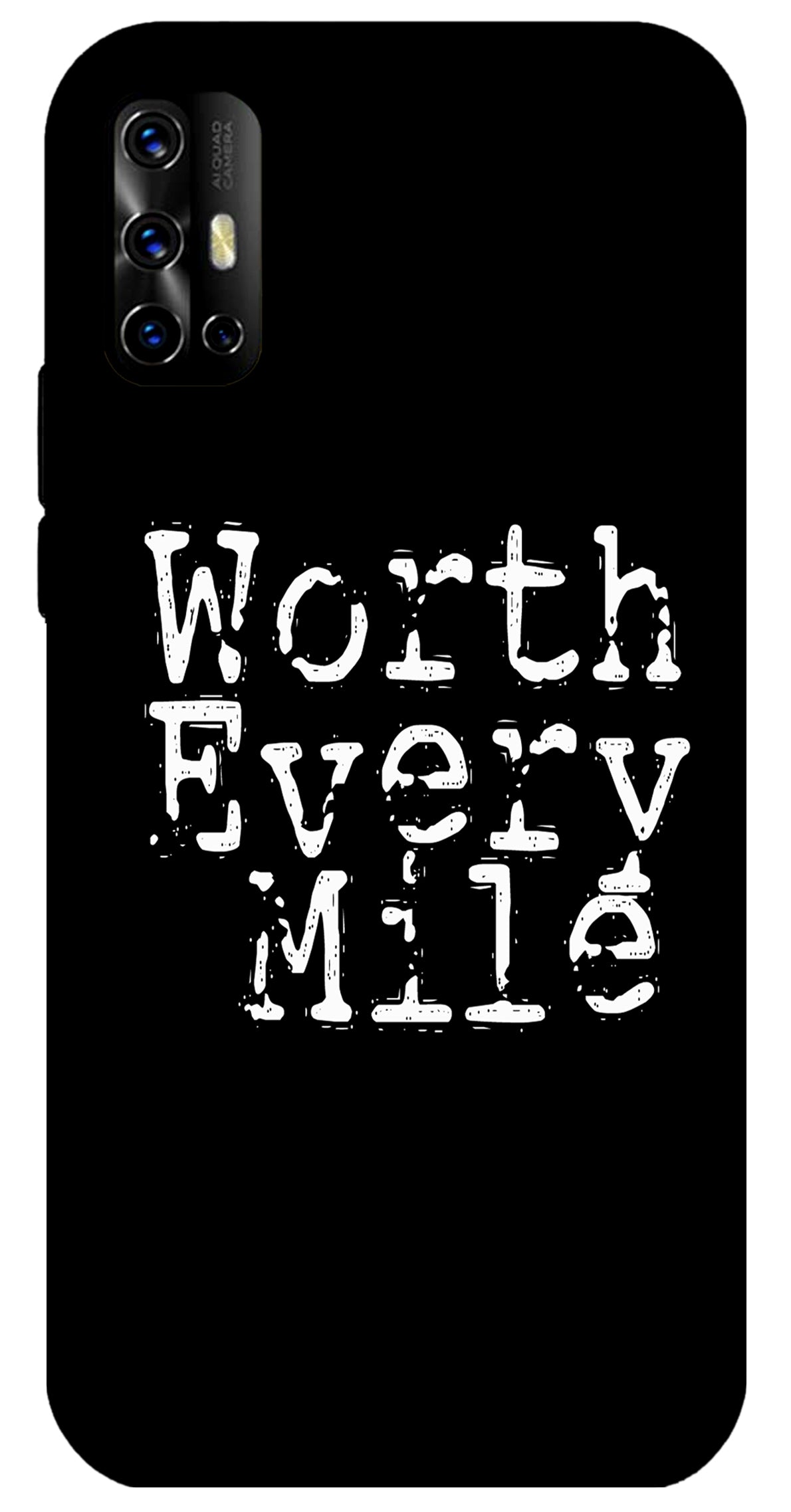 Worth Every Mile Unbreakable Metal Back Case Mobile Cover with 4 Side Protection and Soft TPU Sides for VIVO V 17