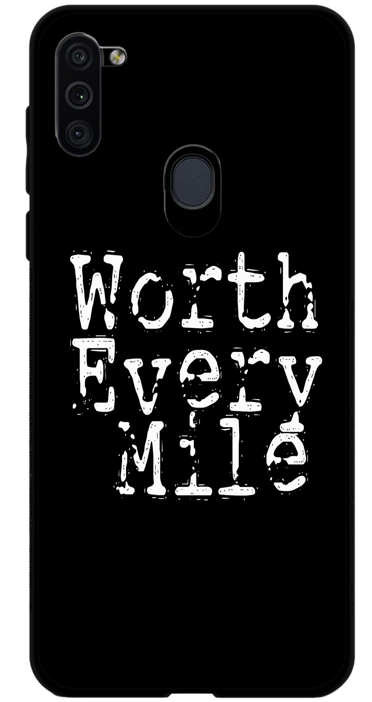 Worth Every Mile Unbreakable Metal Back Case Mobile Cover with 4 Side Protection and Soft TPU Sides for SAMSUNG M11