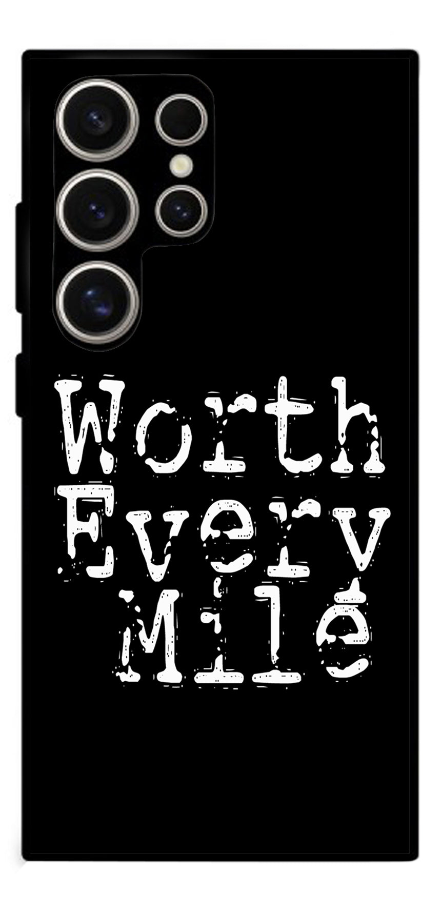 Worth Every Mile Unbreakable Metal Back Case Mobile Cover with 4 Side Protection and Soft TPU Sides for Samsung s24ultra