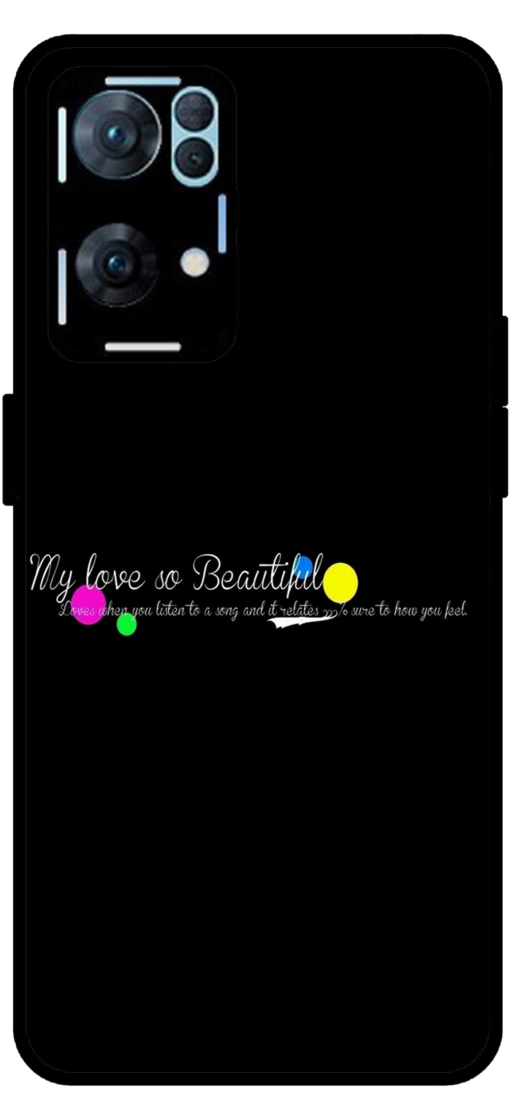 My Love So Beautiful Unbreakable Metal Back Case Mobile Cover with 4 Side Protection and Soft TPU Sides for Oppo Reno 7 Pro 5G