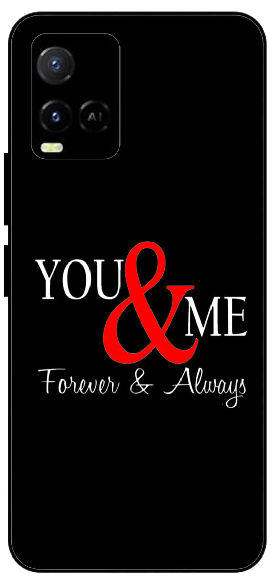 You and Me Unbreakable Metal Back Case Mobile Cover with 4 Side Protection and Soft TPU Sides for Vivo Y21 2D