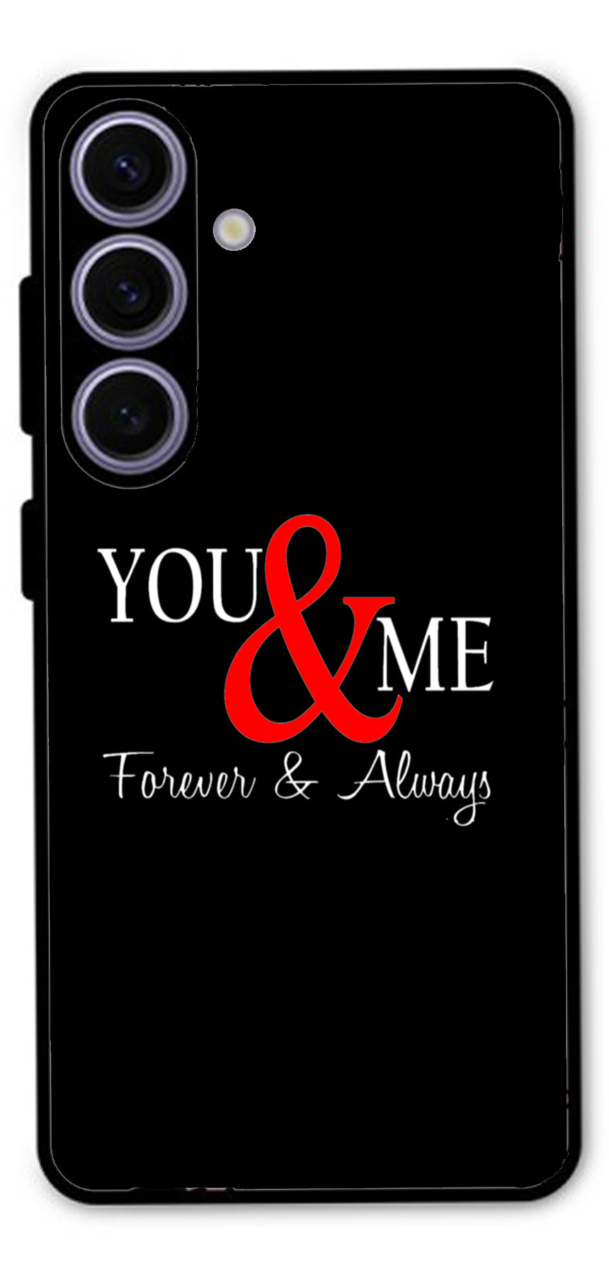 You and Me Unbreakable Metal Back Case Mobile Cover with 4 Side Protection and Soft TPU Sides for Samsung s24