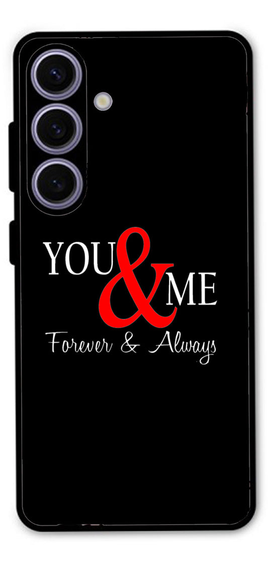 You and Me Unbreakable Metal Back Case Mobile Cover with 4 Side Protection and Soft TPU Sides for Samsung s24