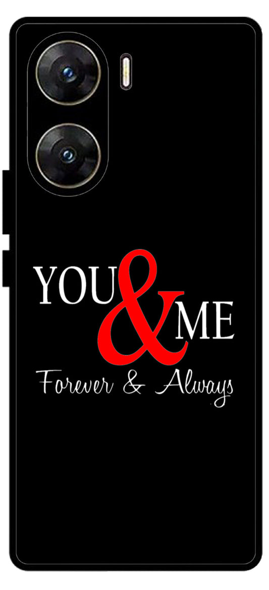 You and Me Unbreakable Metal Back Case Mobile Cover with 4 Side Protection and Soft TPU Sides for Vivo v29e